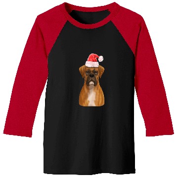Discover Boxer Dog Santa Claus Christmas Holiday Portrait XMas Baseball Tees