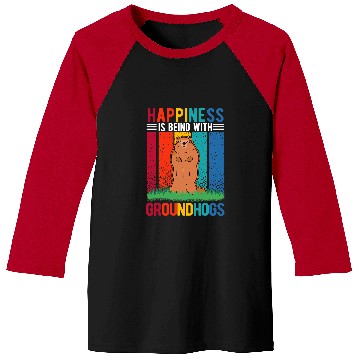 Discover Groundhog Happiness Marmot Woodchuck Baseball Tees