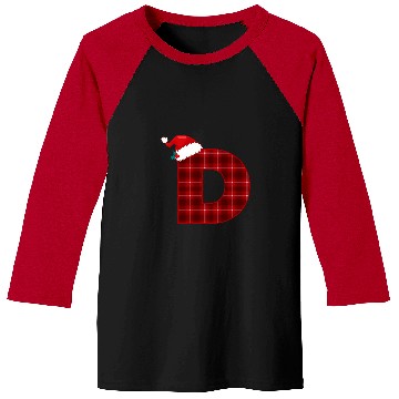Discover Christmas Plaid Initial Letter D Monogram Santa Hat Graphic Baseball Tees
