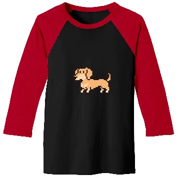 Discover Dachshund 8 Bit Pixel Art Cream Baseball Tees