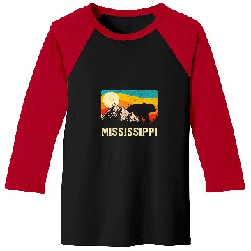 Discover Funny Bear Mississippi Nature Wild Bear Retro Sunset Hiking Cute Bears Baseball Tees