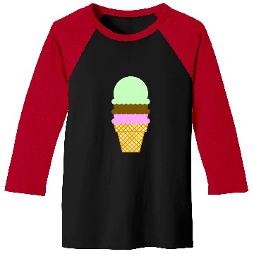 Discover Chocolate Strawberry Mint Ice Cream Cone Baseball Tees