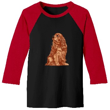 Discover Sitting Dog Ruby Cavalier King Charles Spaniel Baseball Tees