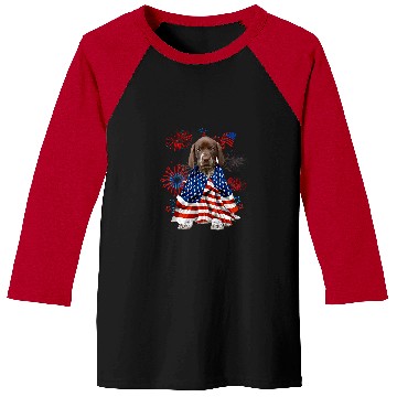 Discover Dog German Shorthaired Pointer Dog American USA Flag 4th of July Baseball Tees