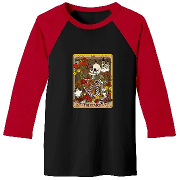 Discover Reading Book The Reader Tarot Card Skeletons Bookish Mystical Librarian Reader Baseball Tees