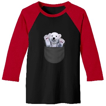Discover Funny Bear Cute Polar Bear Waving from Pocket Cute Bears Baseball Tees
