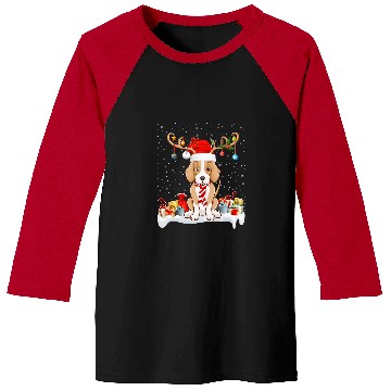 Discover Funny xmass Lighting Reindeer Santa Hat Foxhound Christmas Baseball Tees
