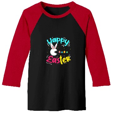 Discover Rabbits Happy Easter Cute Rabbit Eating Easter Eggs Easter Sunday Baseball Tees