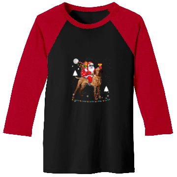 Discover Dog Vizsla Christmas Santa Claus Riding Vizsla Dog Lights xmass Holiday Baseball Tees