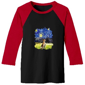 Discover Starry Night Impressionist Dog Art English Foxhound Baseball Tees