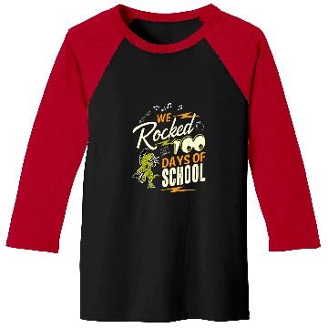 Discover Funny Student Gift T Rex We Rocked 100 Days Of School Baseball Tees