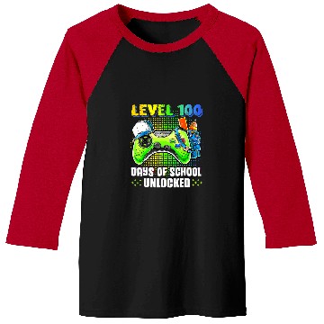 Discover Level 100 Days Of School Unlocked Gamer Video Games Boys 2 Baseball Tees
