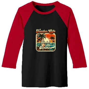Discover EndofYear Teacher Appreciation Gift Retro Summer Sun Beach Baseball Tees
