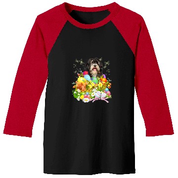 Discover Tibetan Terrier Bunny Dog With Easter Eggs Basket Cool Baseball Tees