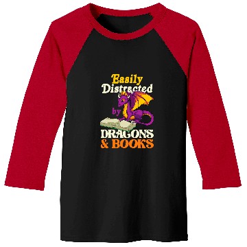Discover Fantasy Creature Librarian Funny Book Reading Book Dragon 21 Baseball Tees