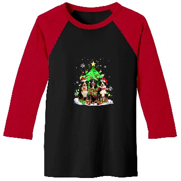 Discover Santa Bernese Mountain Dog Squad Christmas Tree Lights Baseball Tees