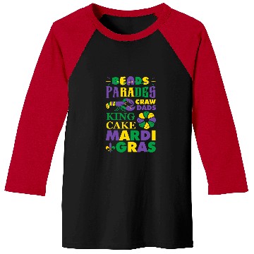 Discover Beads Parade Craw Dads King Cake Mardi Gras Party Fun Baseball Tees