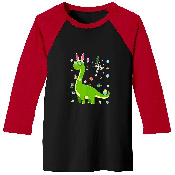 Discover Brontosaurus Bunny Ears Egg Easter Day Dinosaur Dino Kids Baseball Tees
