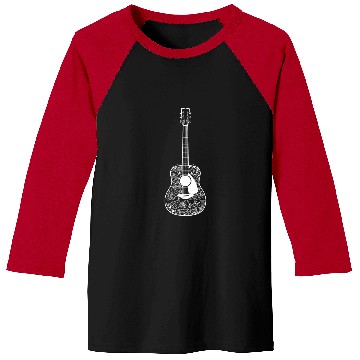 Discover Funny Guitar Music Lover Guitar Mandala Baseball Tees