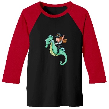 Discover Seahorse Pilot Riding Fantasy Flight Crew Pilot Aviation Baseball Tees
