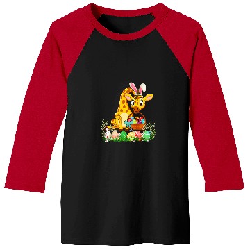 Discover Happy Easter Bunny Giraffe Holding Easter Egg Basket Baseball Tees