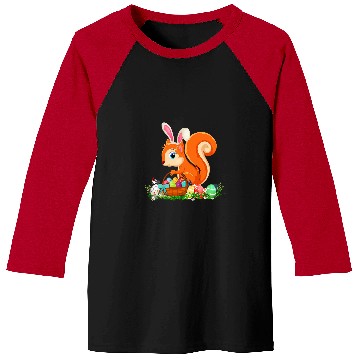 Discover Happy Easter Bunny Squirrel Holding Easter Egg Basket Baseball Tees