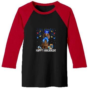 Discover Dachshund Pet Funny Dachshund Menorah Hat Christmas Happy Hanukkah Jewish 4 Baseball Tees
