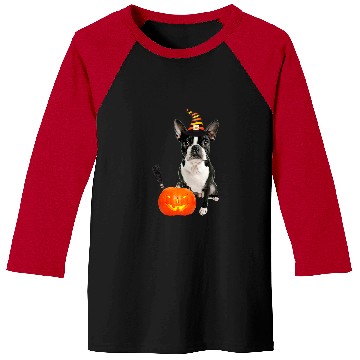 Discover Boston Terrier Pet Witch Hat Halloween Dog Costume Baseball Tees