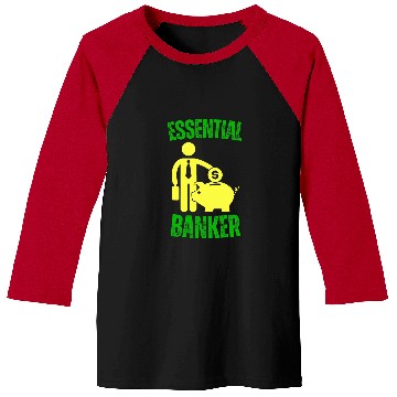 Discover Essential Banker Worker Teller money economy Baseball Tees