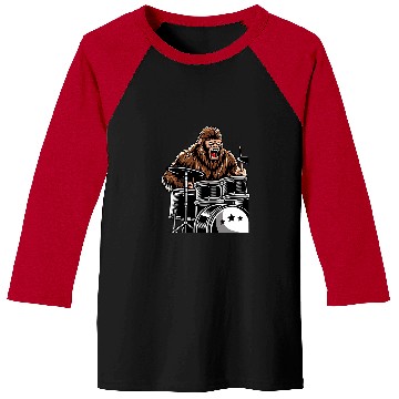 Discover Funny Drummer Retro bigfoots Sasquatch Playing Drums 2Music Band Drummer Baseball Tees