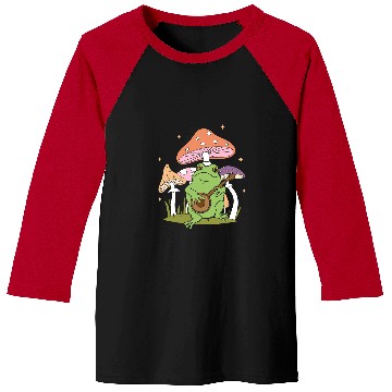 Discover Funny Banjo Frog Playing Banjo Aesthetic Cottagecore Mushroom Baseball Tees