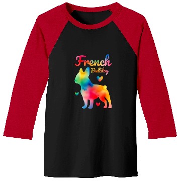 Discover French Bulldog Pet Watercolor Colorful Rainbow Baseball Tees