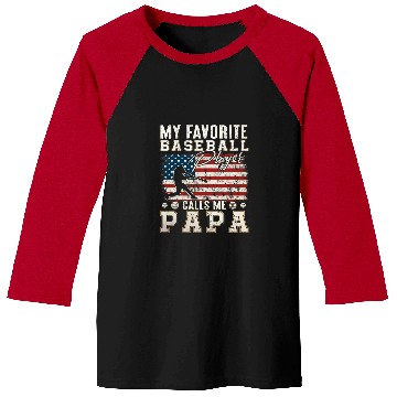 Discover Sport Baseball My Favorite Baseball Player Calls Me Papa American Flag Baseball Tees