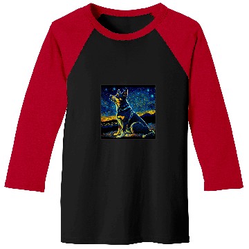 Discover Australian Kelpie Pet Surrealism Starry Night Australian Kelpie Baseball Tees
