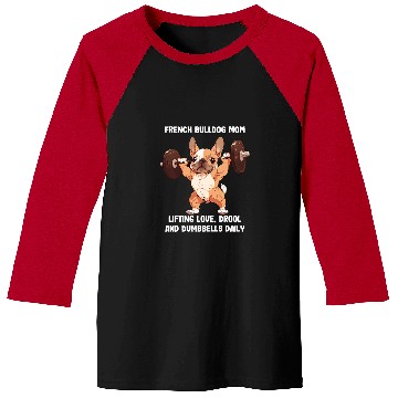 Discover French Bulldog Pet Weightlifting Bodybuilding Mom Frenchie Baseball Tees