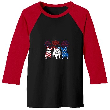 Discover French Bulldog Pet American Flag Frenchie 4th Of July Firework Baseball Tees