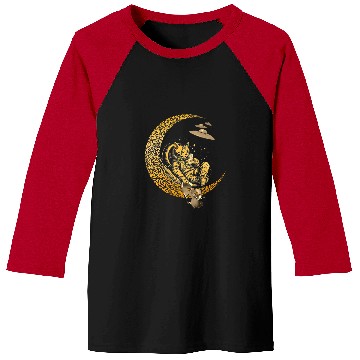 Discover Lunar Cat Astronaut Space Explorer Alien Crash Site Baseball Tees