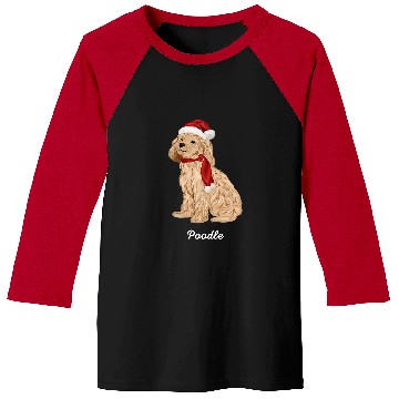 Discover Poodle Pet Toy Poodle Dog Christmas Santa Hat Cute Illustration Baseball Tees