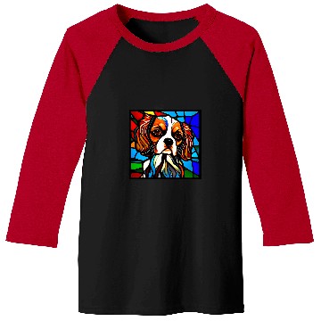 Discover Cavalier Pet King Charles Spaniel Stained Glass Pop Art 5 Baseball Tees