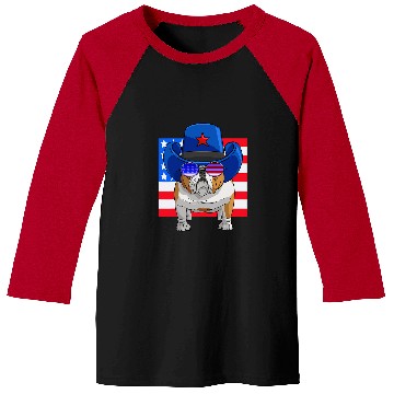 Discover English Bulldog Pet 4th of July Merica USA Flag Patriotic Baseball Tees