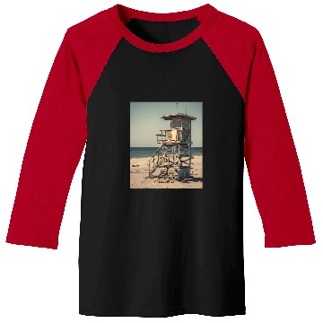 Discover Beach Lifeguard Tower Vintage Baseball Tees