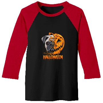 Discover Pug Pet Halloween Pumpkin Skeletons Scary Spooky Season 119 Baseball Tees
