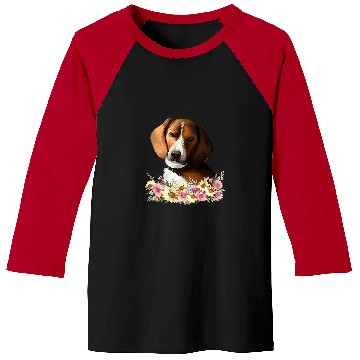 Discover Foxhound Pet Dog Floral 3 Baseball Tees