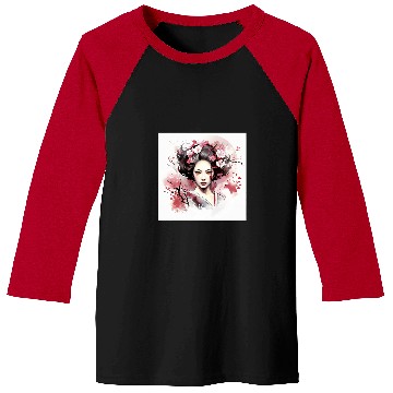 Discover Japanese Elegance Geishas Blossom Vector Baseball Tees