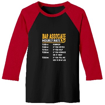 Discover Bar Associate Hourly Rate Funny Barmen Bartender Bar Staff Baseball Tees