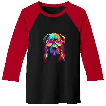 Discover Pitbull Pet Tough Cool Neon Pitbull Puppy Love Dog wearing Sun Glasses 4 Baseball Tees