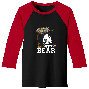 Discover Autism Puzzle Awareness Poppy Bear Support Baseball Tees