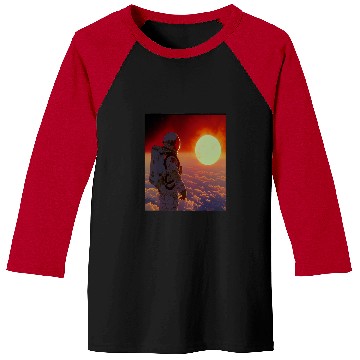 Discover Retro 1990s Japanese Anime Space Astronaut Sun Rising Art Baseball Tees