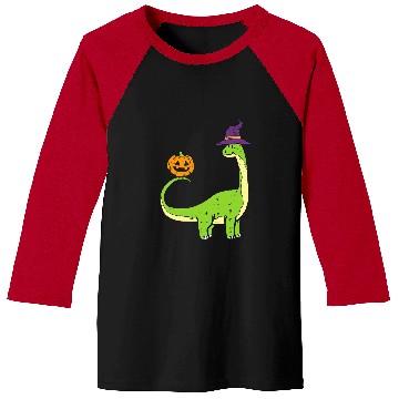 Discover Dinosaur Pet Brachiosaurus Witch Pumpkin Halloween Dinosaur Brontosaurus 2 2 Baseball Tees