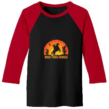 Discover Horse Pet Hold Your Horses Retro Cowboy Horse Rider Baseball Tees